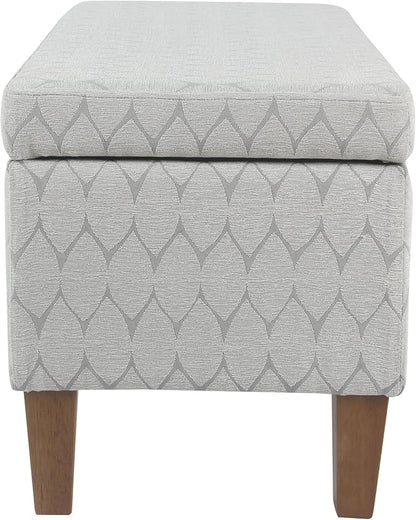 Kinfine K6384Np-F2244 Geometric Patterned Fabric Upholstered Wooden Bench with Hinged Storage, Large, Gray and Brown
