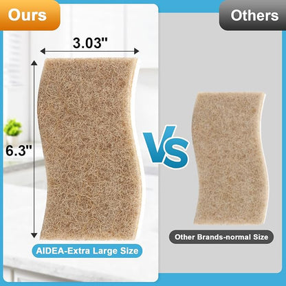 AIDEA XL Scrub Sponges Non-Scratch, 6Count, Large Natural Sponge for Non Stick Cookware, Sponges Kitchen, Cellulose Cleaning Sponge for Dishes, Kitchen, Bathroom, Household