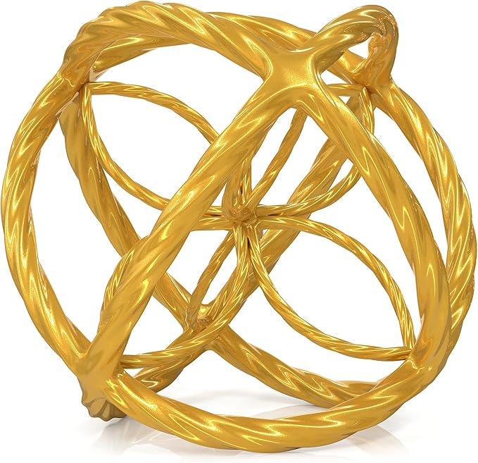 Everydecor Decorative Sphere for Home Decor - Trendy Gold, Hand Painted, Modern Decorative Balls for Living Room, Bedroom, Kitchen, Bathroom, Office - Table Decorative Orbs for Centerpiece