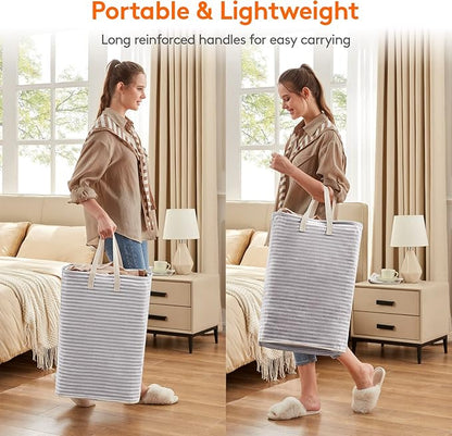 Lifewit 2 Pack Laundry Hamper Large Collapsible Laundry Baskets, Freestanding Waterproof Clothes Hamper with Easy Carry Handles in Laundry Room Bedroom Bathroom College Dorm, Grey, 2 x 80L