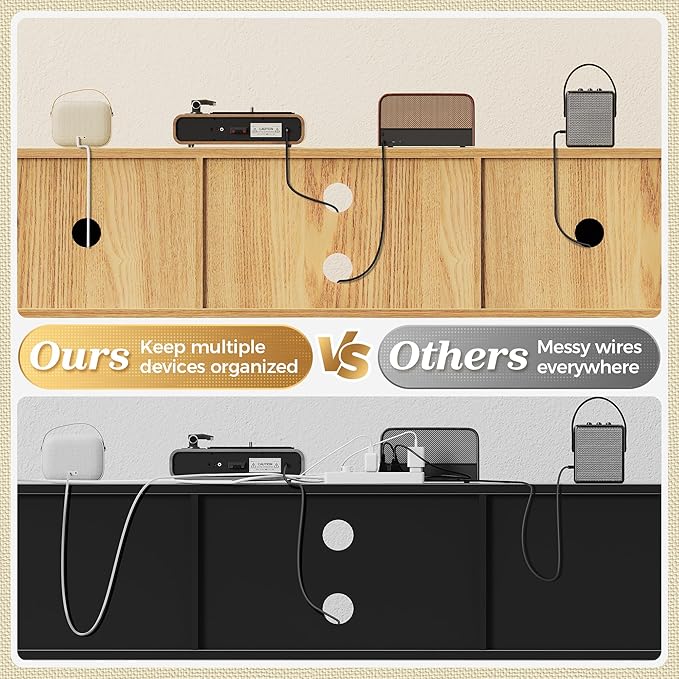 SUPERJARE Boho TV Stand for 65 Inch TV, Entertainment Center with Adjustable Shelf, Rattan TV Console with 2 Cabinets, Media Console, Solid Wood Feet, 4 Cord Holes, for Living Room - Natural