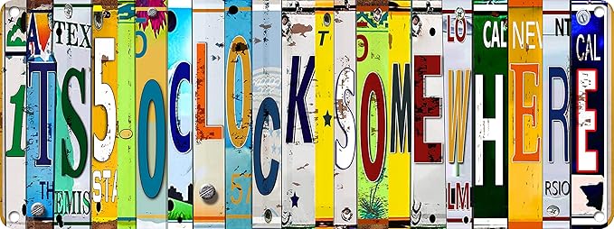 Bar Signs For Bar Decor Its 5 O'Clock Somewhere Sign,Funny Vintage Bar Accessories Drinking Signs Gifts for Men,6x16 Inch