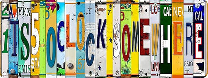Bar Signs For Bar Decor Its 5 O'Clock Somewhere Sign,Funny Vintage Bar Accessories Drinking Signs Gifts for Men,6x16 Inch