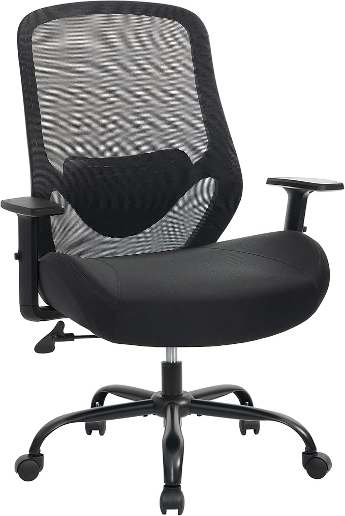 High Back Office Chair, Big and Tall Office Chair Ergonomic Comfy Chair Executive Desk Chair for Heavy Duty People 450Lbs Computer Chair with Adjustable Lumbar Support & Flip-up Arms