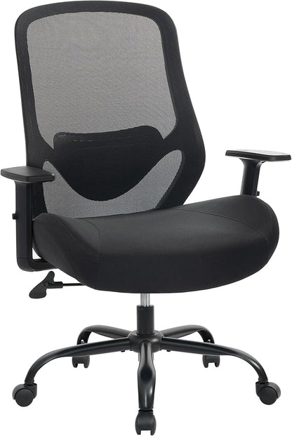 High Back Office Chair, Big and Tall Office Chair Ergonomic Comfy Chair Executive Desk Chair for Heavy Duty People 450Lbs Computer Chair with Adjustable Lumbar Support & Flip-up Arms