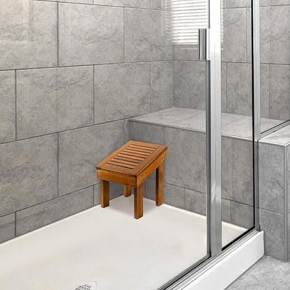 Utoplike Teak Wood Shower Foot Stool for Shaving Legs, Sturdy Shower Foot Rest for Shower Shaving, Wooden Shower Foot Step for Bathroom