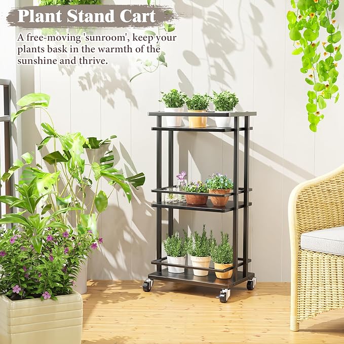 3 Tier Bar Cart for Home, Rolling Mini Liquor Bar for Wine Beverage Dinner Party, Utility Kitchen Storage Island Serving Cart on Wheels, Coffee Bar Cabinet for Kitchen Dining Living Room, Black