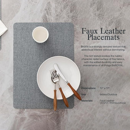 Faux Leather Placemats Set of 6 Vinyl Washable Wipeable Table Mats for Kitchen Dining Table Heat Resistant Waterproof Modern Indoor/Outdoor Placemats Non-Slip Easy Clean Place Mats (Stargaze)