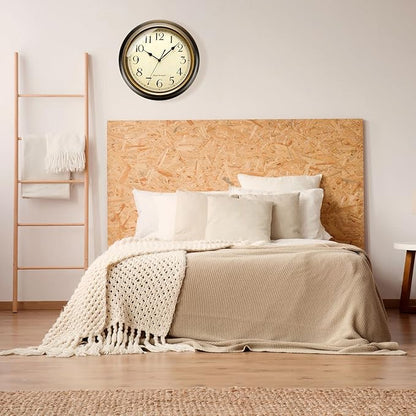 Plumeet Small Metal Wall Clock, 10'' Non Ticking Classic Silent Iron Wall Clocks Decorative Kitchen Living Room Bedroom, Arabic Numerals, Battery Operated (10'', Brown)
