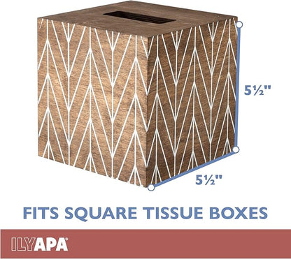 Ilyapa Wooden Tissue Box Cover, Barnwood Chevron Design - Modern Printed Wooden Tissue Holders