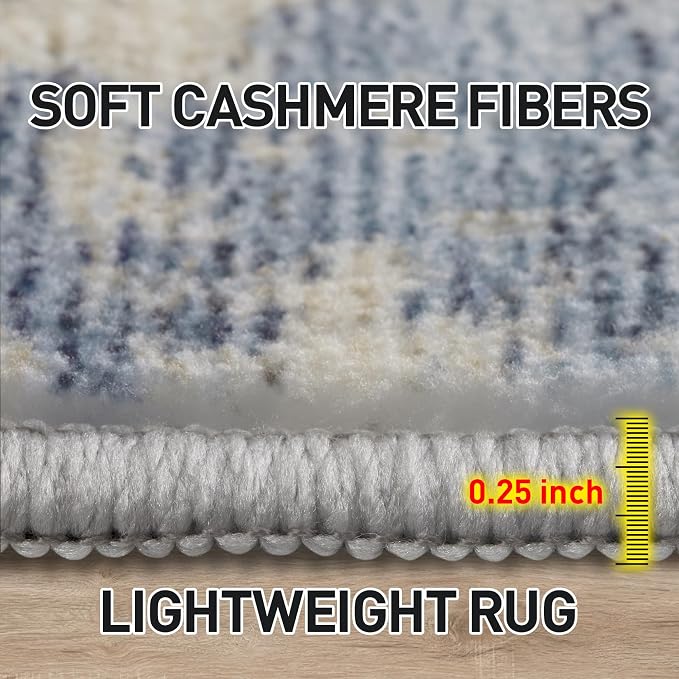 4x6 Area Rugs Washable Rug: Modern Abstract Living Room Rug Soft Anti-Skid Thin Carpet Indoor Floor Non-Shedding Carpets for Bedroom Dining Room Farmhouse Nursery Home Office - Blue Gold