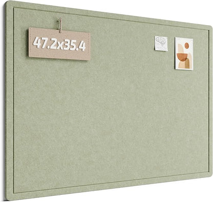 Fluxynara Large Bulletin Board, 47.2" x 35.4" Cork Board Alternative with 24 Safe Removable Adhesive Tabs, Foldable Felt Pin Board for Home Office, Classroom, Bedroom,Entryway for Walls— Sage
