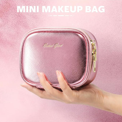 Mini Makeup Bag with Led Mirror,Small Travel Make up Bag 3 Light Modes Adjustable Brightness, for Women Organizer Cosmetic Bag, Portable Travel Train Toiletry Bag, for Pool Parties Work Touch-Ups