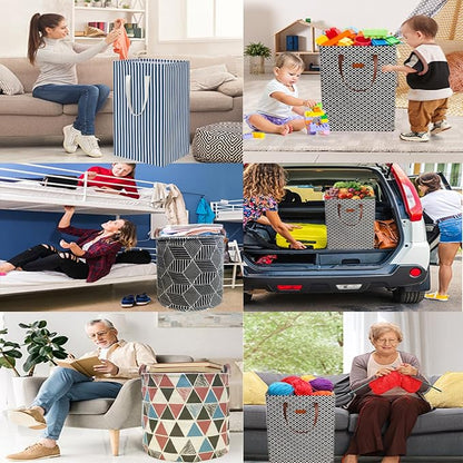 Waterproof Laundry Hamper 75L Collapsible Laundry Basket Extended Cotton Handle Laundry Bag Large Clothes Storage Toy Organization for Bathroom Bedroom Laundryroom College Dorms