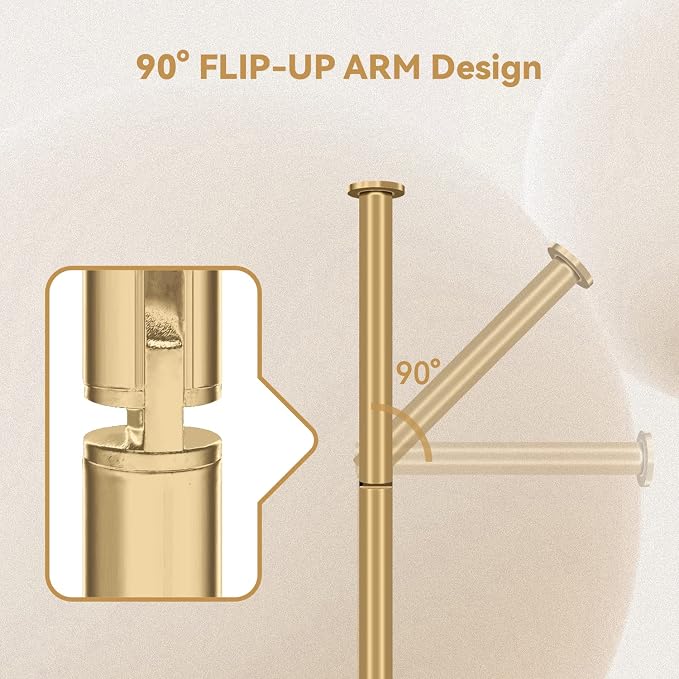 RRM Toilet Paper Holder Stand, Bathroom Free Standing Toilet Paper Holder with Reserve Storage 3-4 Toilet Paper Rolls (Golden)
