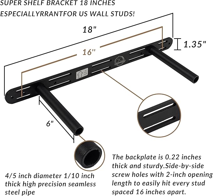 Rustic Floating Shelves 24 inch Long 8 inch deep Set of 2, Solid Wood Wall Shelves for Bedroom Living Room Kitchen, Wall Mounted Shelves with Hidden Bracket- Black