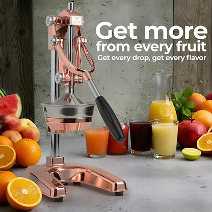 Zulay Professional Citrus Juicer - Premium Manual Citrus Press and Orange Squeezer - Metal Lemon & Lime Squeezer - Extra Tall Heavy Duty Cast Iron Manual, Rose Gold