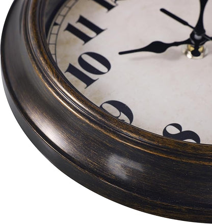 Vintage Wall Clock 8 Inch Retro Silent Wall Clocks Battery Operated for Kitchen Bathroom Bedroom Home Decor (Bronze)