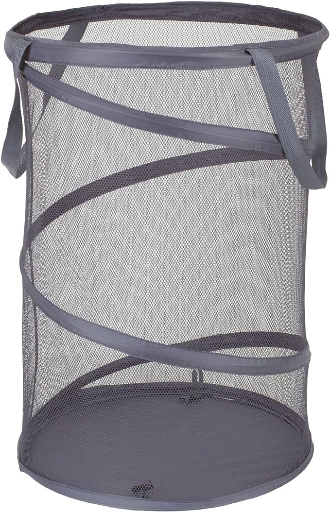 Household Essentials 2027-1 Pop-Up Collapsible Mesh Laundry Hamper | Charcoal