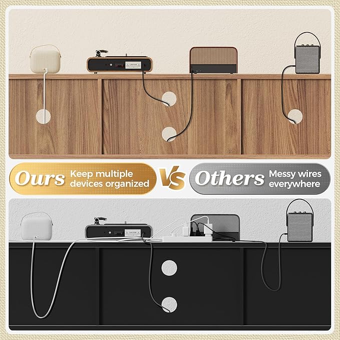 SUPERJARE Boho TV Stand for 65 Inch TV, Entertainment Center with Adjustable Shelf, Rattan TV Console with 2 Cabinets, Media Console, Solid Wood Feet, 4 Cord Holes, for Living Room, Walnut