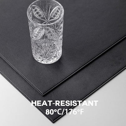 Faux Leather Placemats Set of 8 Vinyl Washable Wipeable Table Mats for Kitchen Dining Table Heat Resistant Waterproof Modern Indoor/Outdoor Placemats Non-Slip Easy Clean Place Mats (Black)