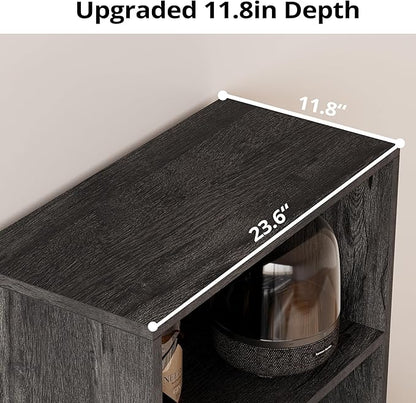 IRONCK Industrial Bookshelves and Bookcases with Doors 11.8 in Depth Floor Standing 5 Shelf Display Storage Shelves Bookcase Home Decor Furniture for Home, Office, Living Room, Bedroom