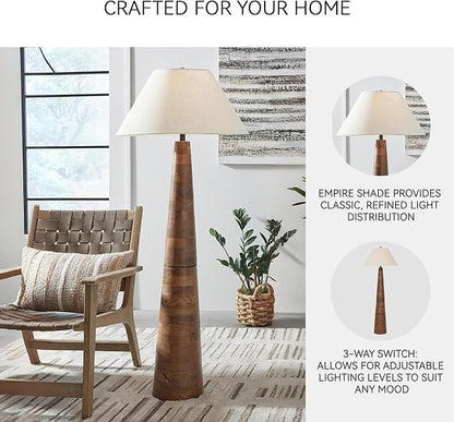 Signature Design by Ashley Danset Contemporary Wood Floor Lamp with 3-Way Switch, Light Brown