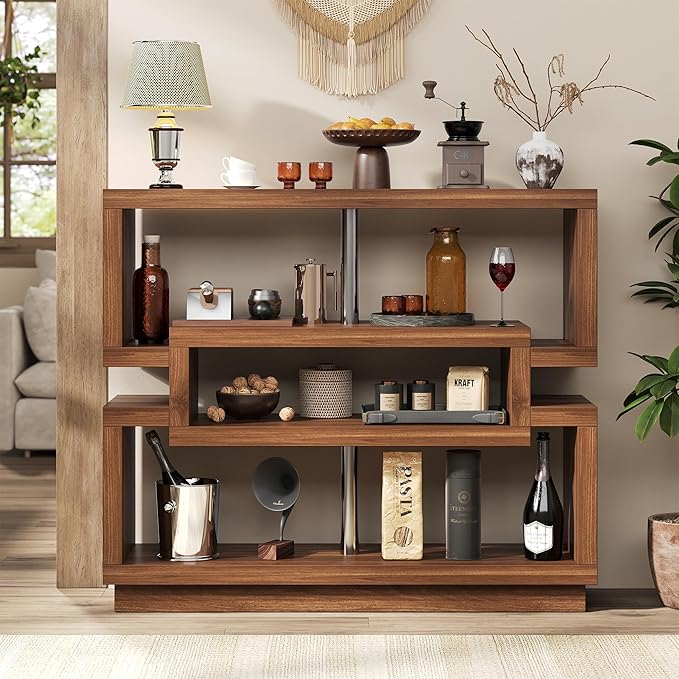 40'' Console Table for Entryway, 4-Tier Narrow Entryway Table with Storage, Farmhouse Sofa Tables Behind Couch with Sturdy Base, Accent Tables for Entrance, Living Room, Hallway, Foyer, Walnut Brown