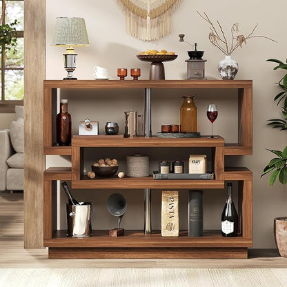 40'' Console Table for Entryway, 4-Tier Narrow Entryway Table with Storage, Farmhouse Sofa Tables Behind Couch with Sturdy Base, Accent Tables for Entrance, Living Room, Hallway, Foyer, Walnut Brown