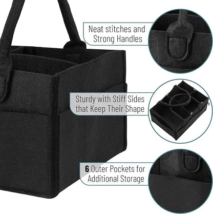 Mr. Pen- Baby Diaper Caddy Organizer, Black, Medium, Nursery Storage Bin and Car Organizer for Diapers and Baby Wipes