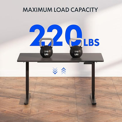 FLEXISPOT E6 3-Stage Dual Motor 60 x 24 Electric Standing Desk Sit Stand Up Desk, Holds 220 lbs, Adjustable Height w/Memory Presets, One-Piece Black Desktop & Black Frame, Ships in 2 Boxes
