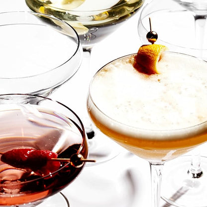 LEMONSODA Hand Blown/Nick And Nora Classic Martini Glasses Manhattan, Cosmopolitan, Espresso Martini, Lemon Drop, Dirty Martini - Inspired by 1930's - 50's Cocktail Culture - 6oz/10oz (Set of 4, 10oz)