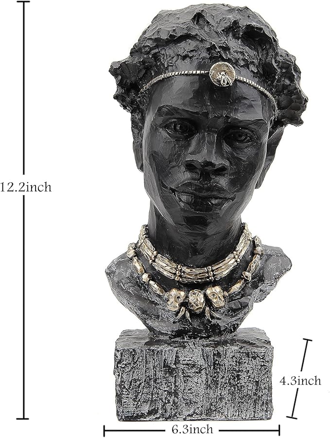 Leekung African Sculpture Resin Figurine, Handmade Home Decor, 12.2x6.3x4.3 inches, Black