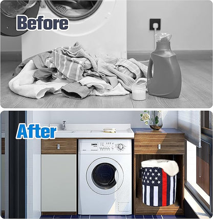 American Flag Thin Red Line Laundry Basket Foldable Oxford Cloth Funny Tote Bag Laundry Hamper Clothes Storage Bucket Organizer For Bathroom/Laundry Storage /Bedroom17.7x13.7 Inch