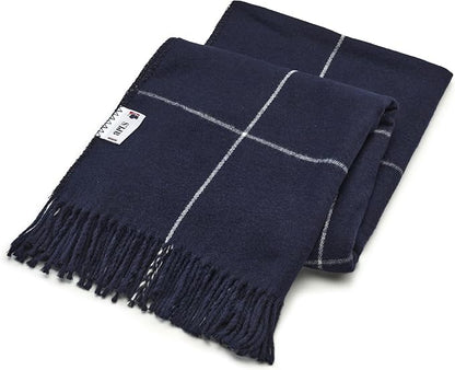 Arus Acrylic Highlands Collection Queen Size Tartan Plaid Design Throw Blanket Navy-White, 60x80 inch