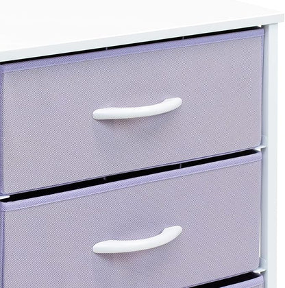 Sorbus Nightstand with 3 Drawers - Furniture Storage Chest Tower Unit for Bedroom, Hallway, Closet, Office Organization - Steel Frame, Wood Top, Pastel Fabric Bin (Purple)