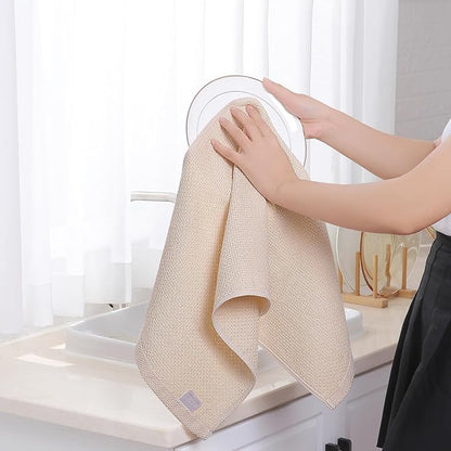 Homaxy 100% Cotton Waffle Weave Kitchen Dish Towels, Ultra Soft Absorbent Quick Drying Cleaning Towel, 13 x 28 Inches, 18-Pack, Beige
