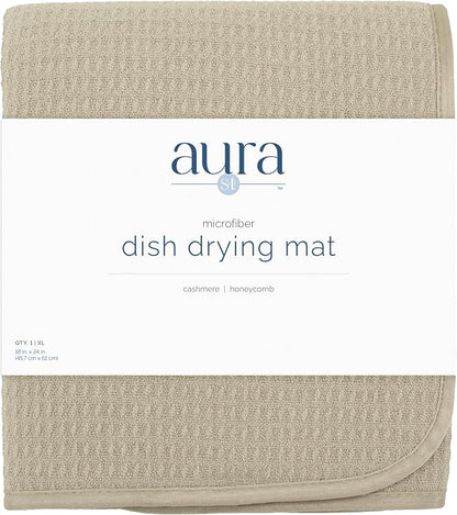S&T INC. Dish Drying Mat XL, 18” x 24”, Absorbent Microfiber Kitchen Counter Mat, Dish Drying Pad for Dishes, Utensils, Pots and Pans, Extra Large, Pure Cashmere