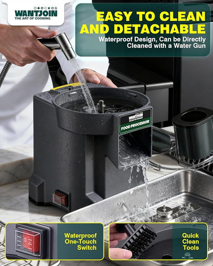 WantJoin 6-In-1 Electric Vegetable Chopper - Multifunctional Commercial Electric Food Dicer Processor For Slicing(2.5mm), Dicing(8/12mm), Chopping(2.5mm), Shredding, Crinkle Cutting, Oblique Cutting