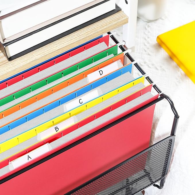 SUNEE Hanging File Folders Extra Capacity Assorted Colors, 25 Pack Letter Size File Folders with 1/5-cut Tabs, Heavy Duty 1 Inch Expansion, Stay Organized for Your Home and Office Bulk File