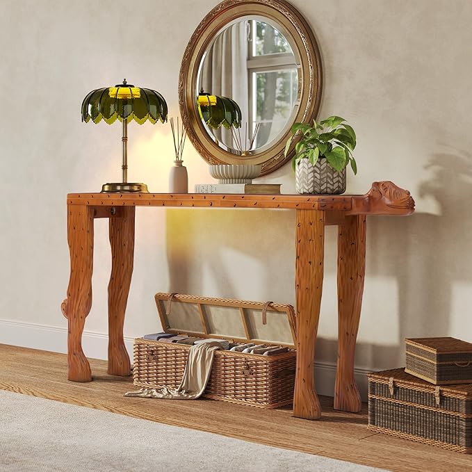 LITTLE TREE Solid Wood Narrow Sofa Table, Modern 63-Inch Console Table Behind The Couch, Entryway Table for Entrance, Hallway, Living Room, Bedroom, Brown