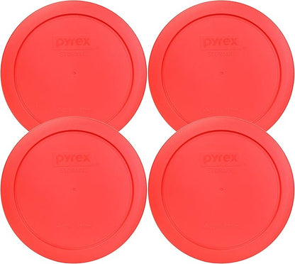 Pyrex 7201-PC 4-Cup Red Food Storage Replacement Lid (4-Pack) - Made in USA