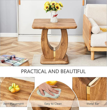 Modern Minimalist Wood Texture Sticker-Patterned MDF Square Coffee Table. Add a Quiet and Cozy Atmosphere to Your Home.Wood Color,MDF Coffee Table,Wood-Colored Textured Decal,Side Table.