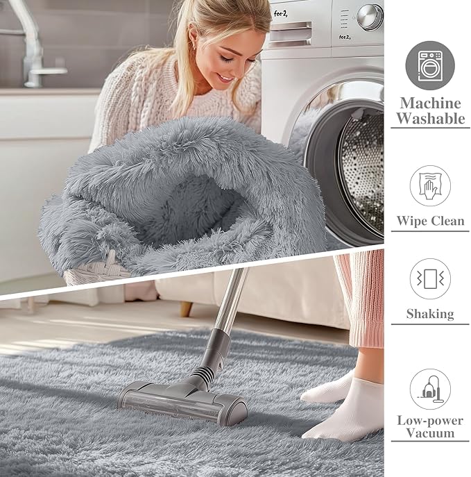 OLANLY 6x9 Machine Washable Large Area Rugs for Living Room, Bedroom, Soft Fluffy Shaggy Bedside Rug, Indoor Floor Carpet for Kids Girls and Boys, Dorms, Nursery, Home Decor, Silver Grey
