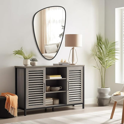 WallBeyond Asymmetrical Mirror, Irregular Wall Mirror, Wall Mirrors Decorative for Bedroom Living Room entryway Hall, Wall Mirror for mid Century Modern Decor 36" H x 23" W, Black