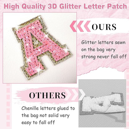 Small Initial Patch Makeup Bag Personalized Gifts Make Up Bag,White Cute PU Leather Glitter Letter Cosmetic Bag with Zipper,Trendy Portable Travel Toiletry Pouch,Preppy Stuff for Teen Girls Women Z