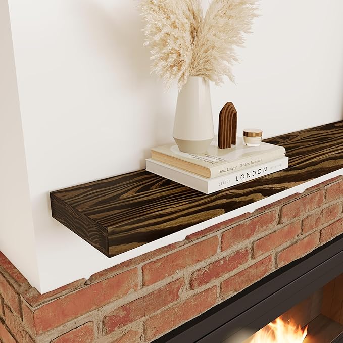 Howizz 60'' Pine Wood Floating Shelf for Wall - Rustic Wall Mounted Wooden Shelf for Stylish Home Décor, Fireplace Mantel 60inch (Dark Brown, 60x8x2) - 1pcs