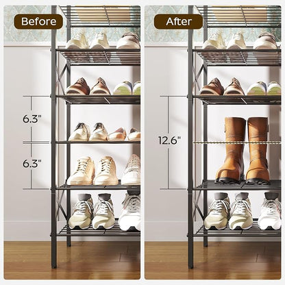 YATINEY 10 Tier Shoe Rack, Large Capacity Shoe Storage Organizer Holds 40 Pairs, Sturdy and Stable, for Entryway, Hallway, Closet, Dorm Room, Black SS10BB