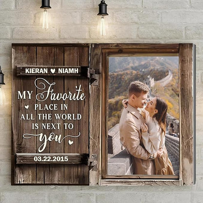 Love Signal Personalized Couple Canvas Wall Art, Custom Photo Print Canvas/Poster/Frame, Valentine's Day, Anniversary, Wedding Gifts for Her Him Boyfriend Girlfriend, Husband Wife Bedroom Decor