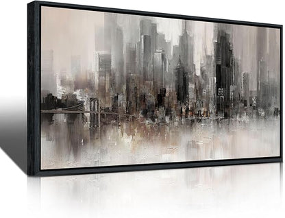 YDYSUNE NYC WALL ART Framed Ready to Hang Home Decor Black White Artwork Wall Art Prints Canvas Painting Large Size for Living Room Bedroom Office Decoration